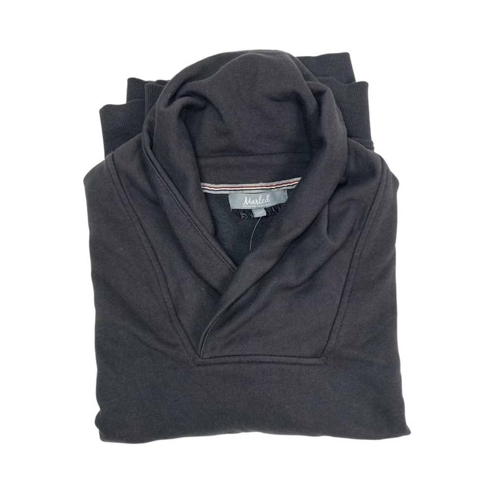Marled French Terry Sweatshirt Shawl Collar Long Sleeve Pullover Size L Gray NWT